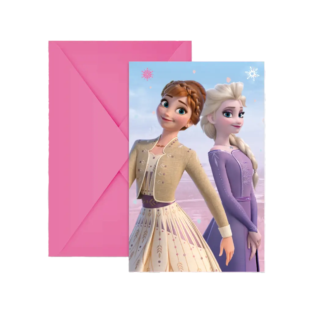 Biglietto d'invito e busta della Regina delle Nevi - Set di 6