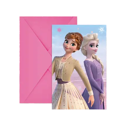 Biglietto d'invito e busta della Regina delle Nevi - Set di 6