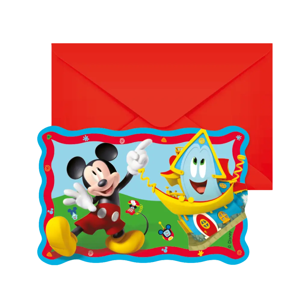 Biglietto d'invito e busta di Topolino - confezione da 6 pezzi