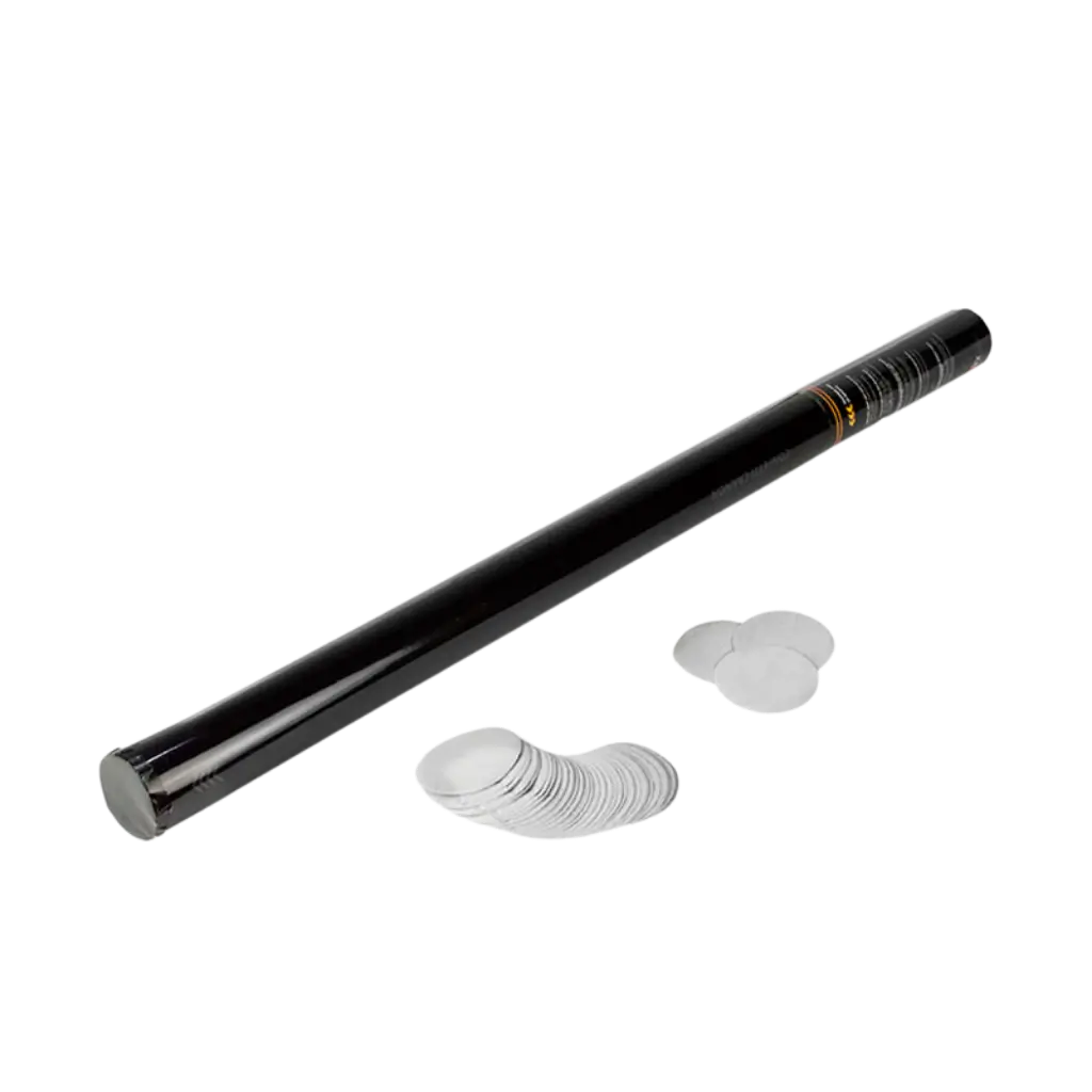 Cannone manuale per coriandoli rotondo da 80 cm - Bianco