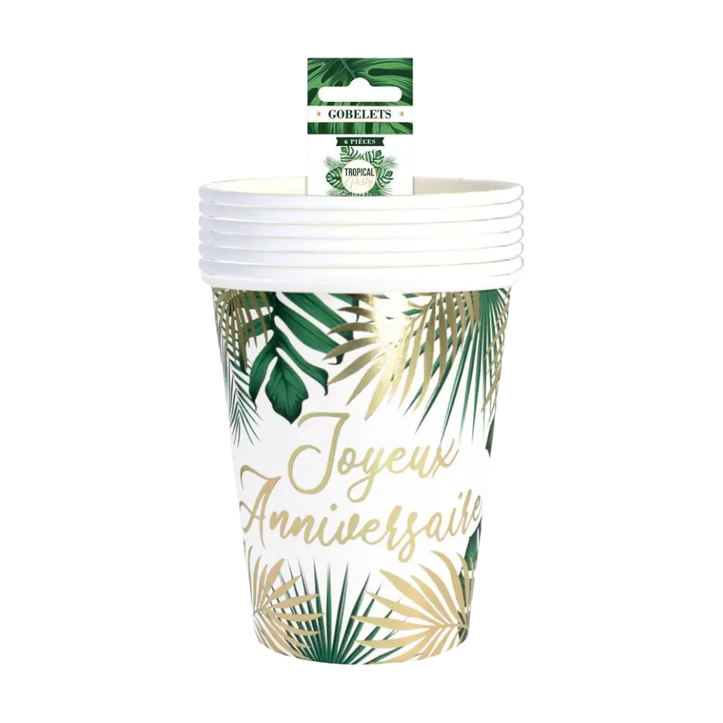 Bicchiere compleanno tropicale - Set di 6 bicchieri
