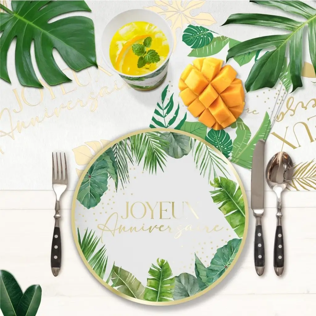Piatto di carta per feste tropicali (set di 6)