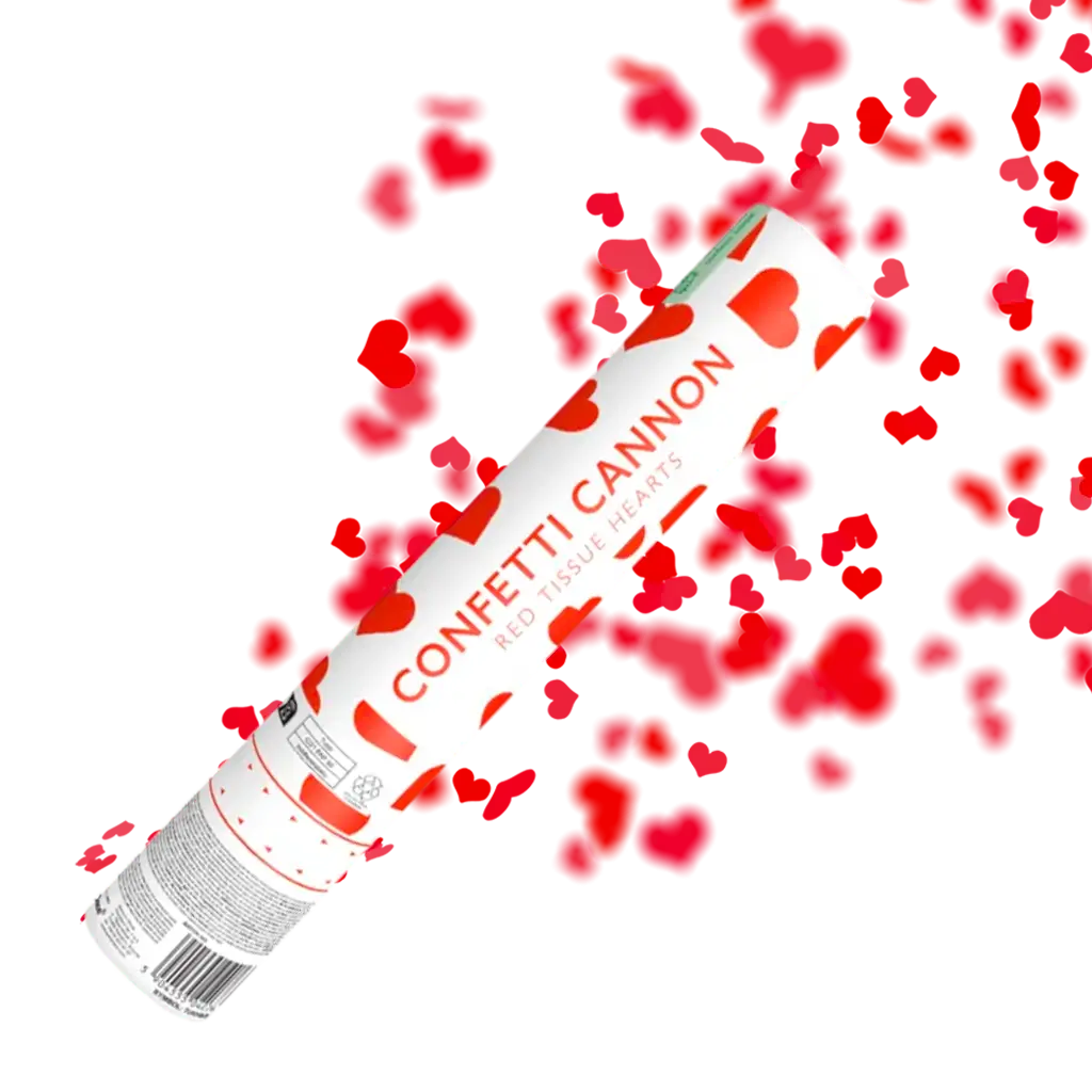 Cannone per coriandoli a cuore rosso da 28 cm