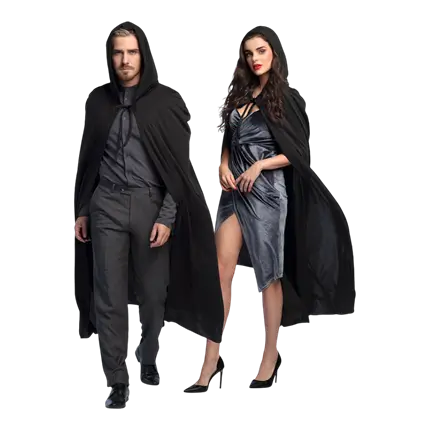 Mantella nera con cappuccio - 180 cm