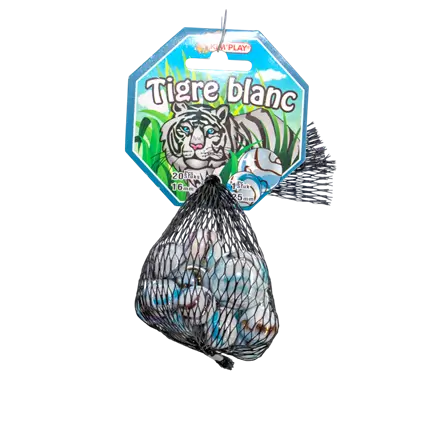 Confezione da 20 biglie Tiger bianche +1 tappo