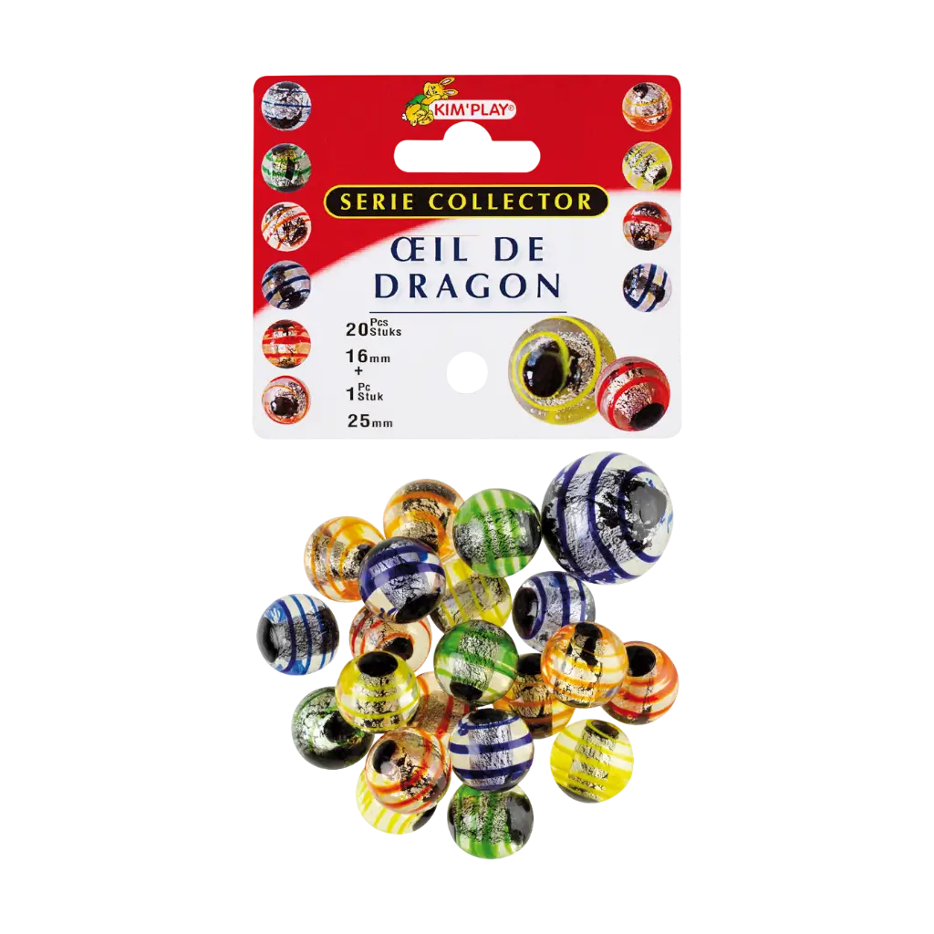 Confezione da 20 biglie occhio di drago +1 zucchetto (serie da collezione)