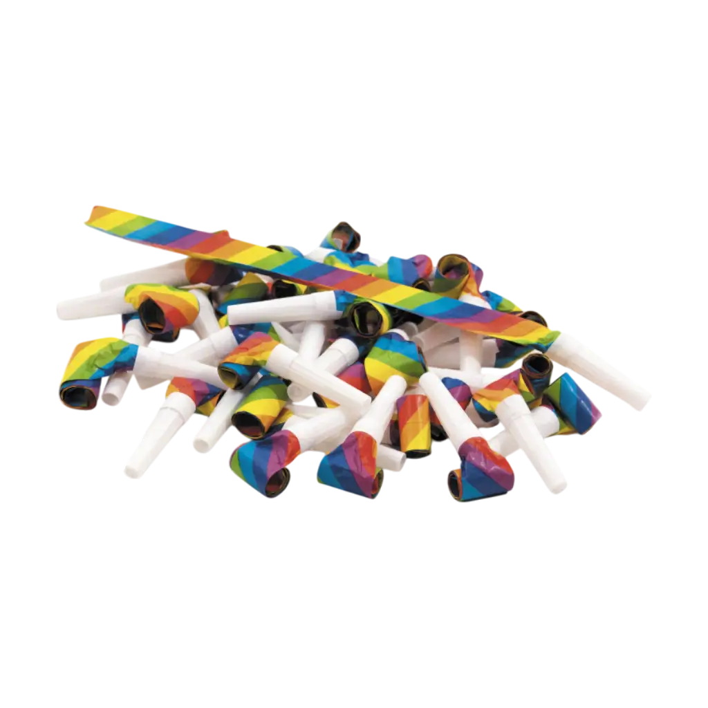 Confezione da 50 fischietti multicolori senza ostacoli