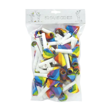 Confezione da 50 fischietti multicolori senza ostacoli