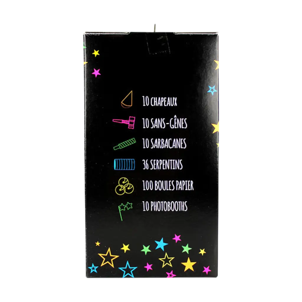 Kit festa fluorescente multicolore per 10 persone