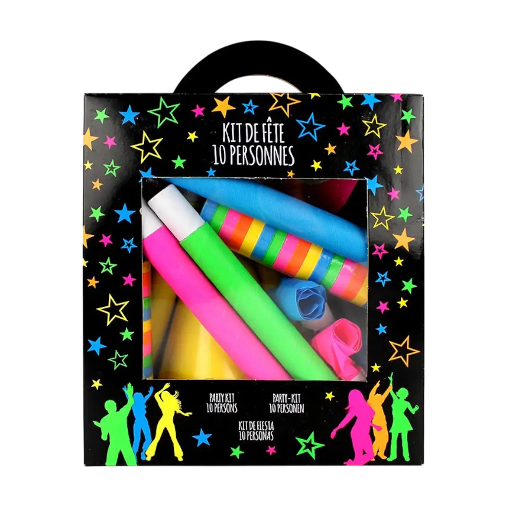 Kit festa fluorescente multicolore per 10 persone
