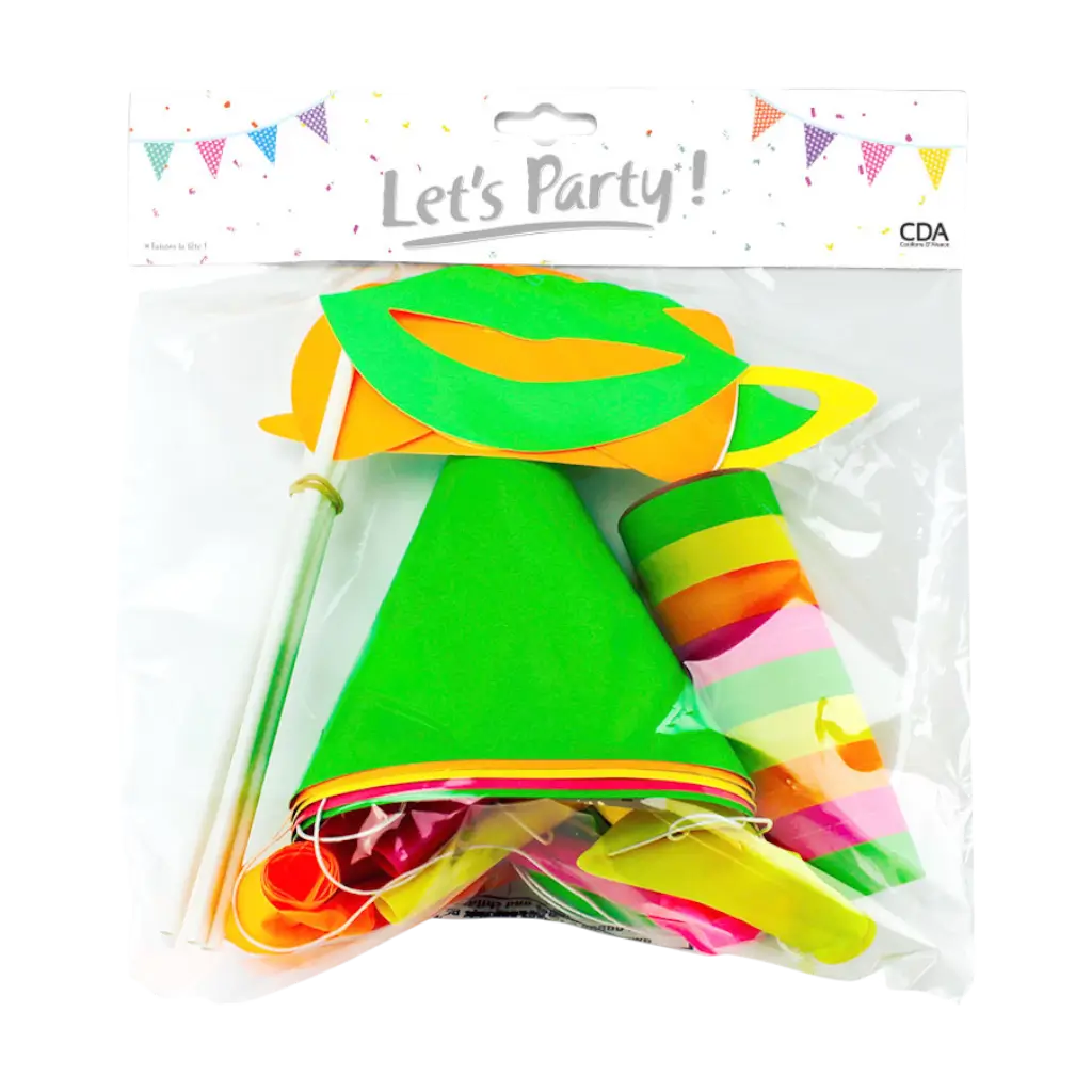 Kit festa fluo multicolore per 5 persone