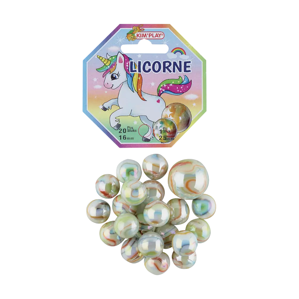 Confezione da 20 biglie Unicorno +1 tappo