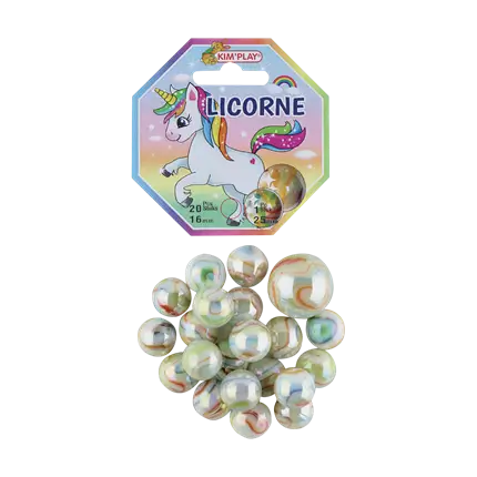 Confezione da 20 biglie Unicorno +1 tappo