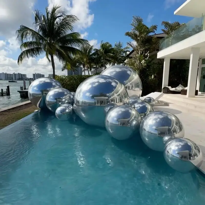 Palla a specchio gonfiabile d'argento 40 cm - Decorazione riutilizzabile