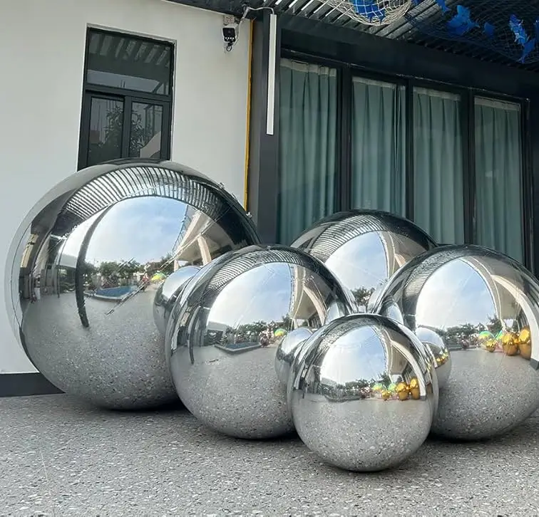 Palla a specchio gonfiabile d'argento 40 cm - Decorazione riutilizzabile