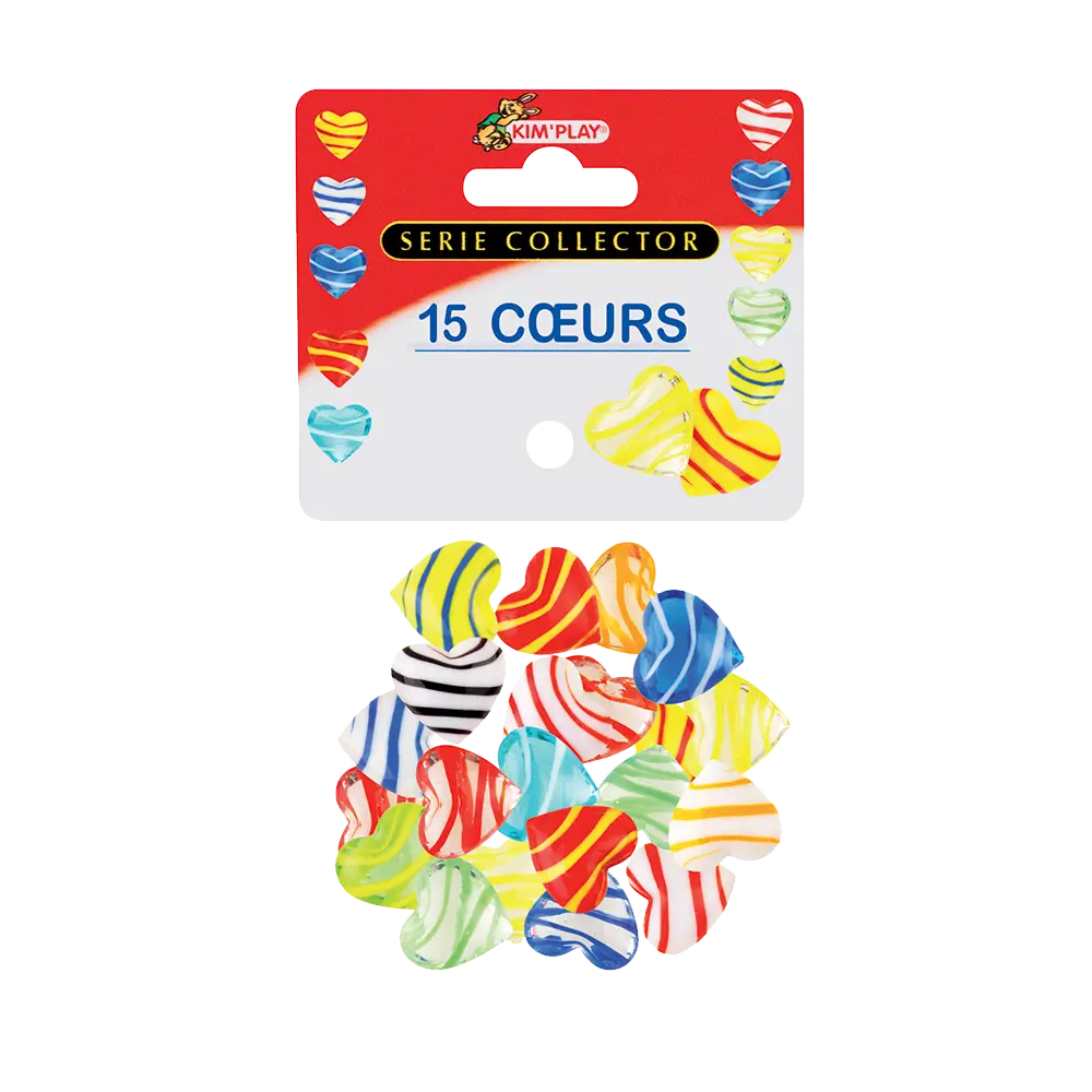 Set di 15 biglie "Cuore" assortite