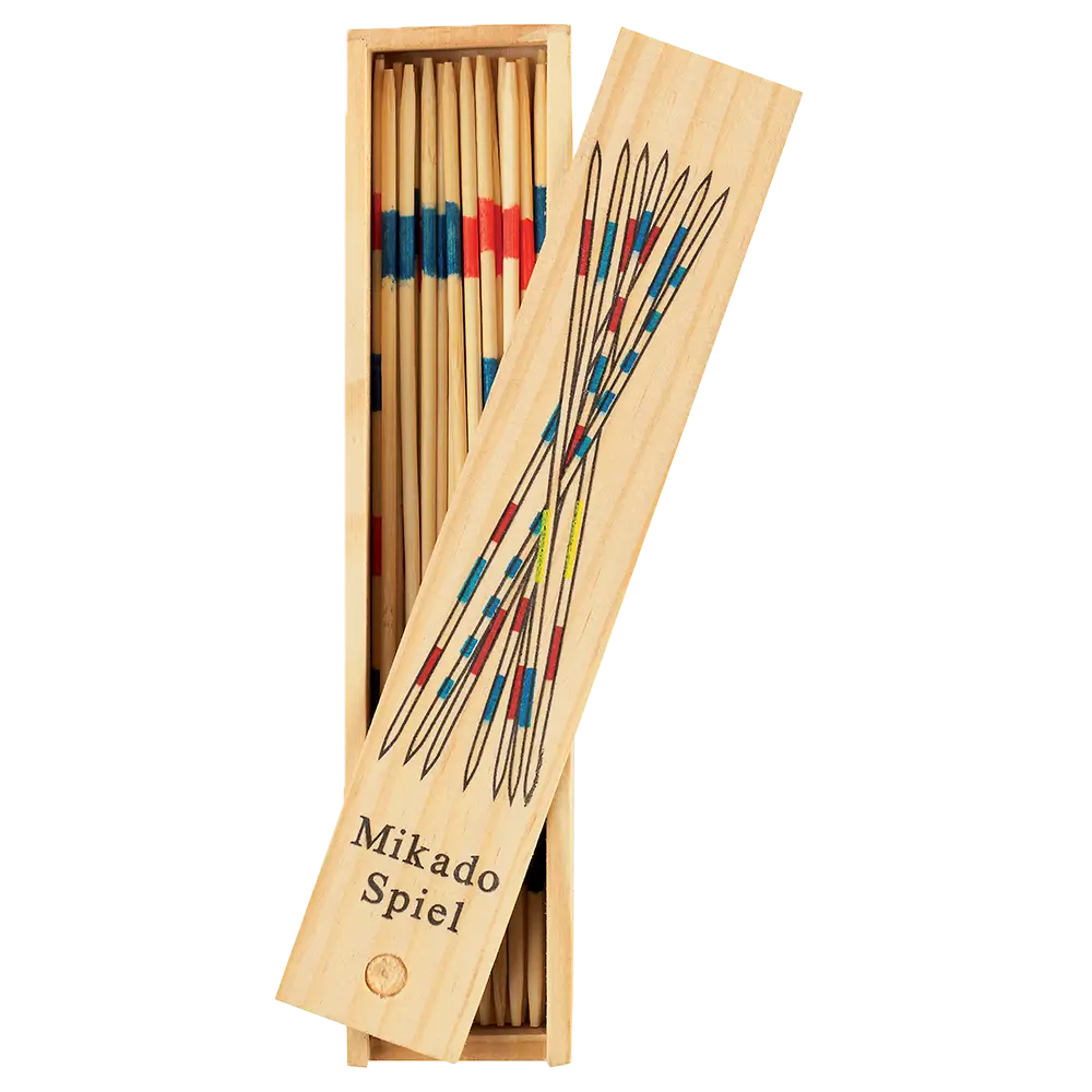 Gioco Mikado in legno con scatola di immagazzinamento