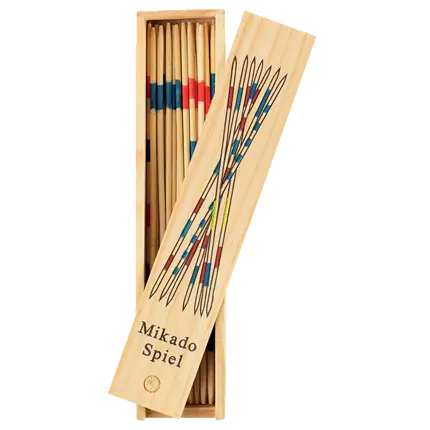 Gioco Mikado in legno con scatola di immagazzinamento