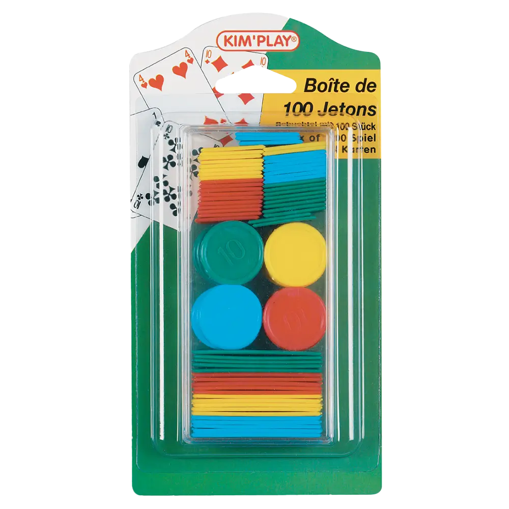 Scatola di fiches per giochi di carte e da tavolo - Set di 100 pezzi