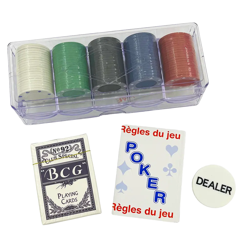 Pacchetto poker con 100 fiches e regole di gioco