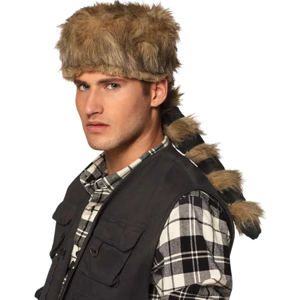 Cappello da trapper in pelliccia con coda