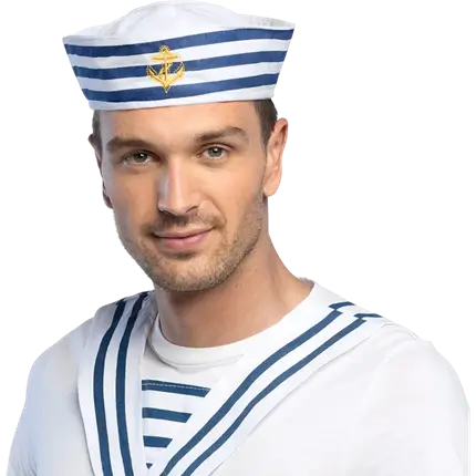 Chapeau Marin Français - Bianco e blu con ancora