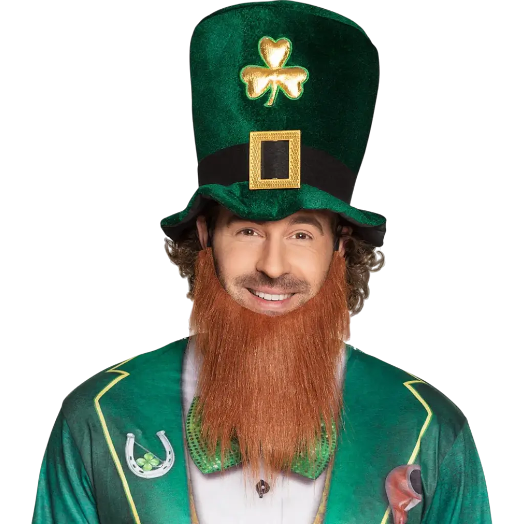 Cappello verde di San Patrizio con barba rossa