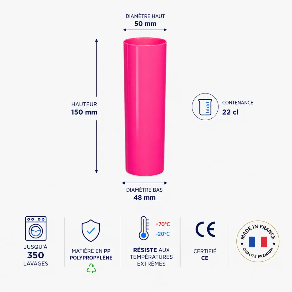 Tubo di vetro infrangibile Rose 22cl