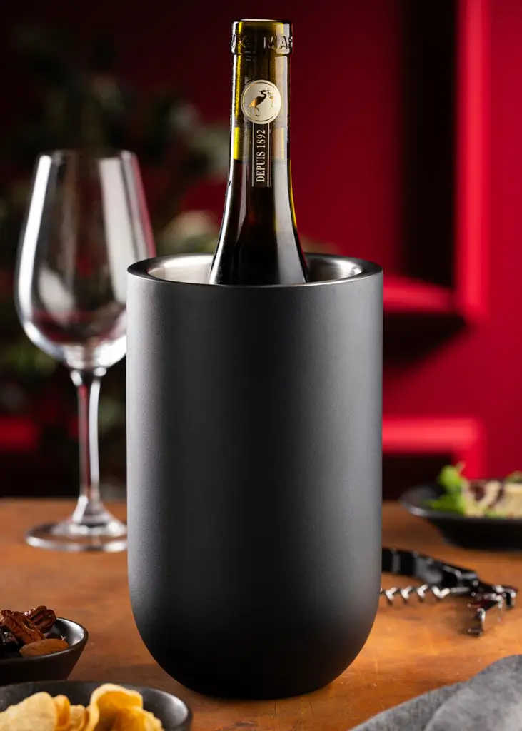 Raffreddatore isotermico per vino in acciaio inox nero opaco - 1 bottiglia 20 x 12 cm