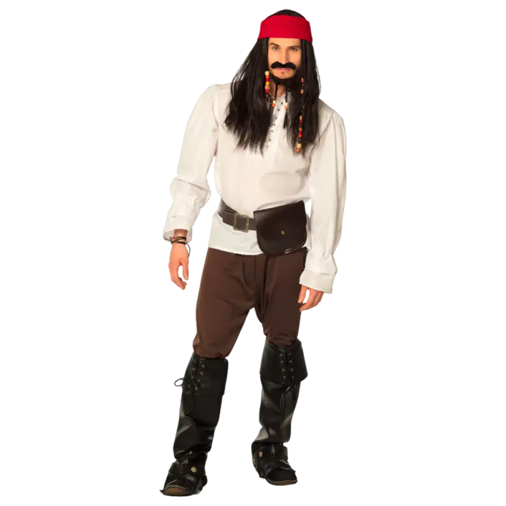 Parrucca pirata Tobias con bandana, baffi e barba