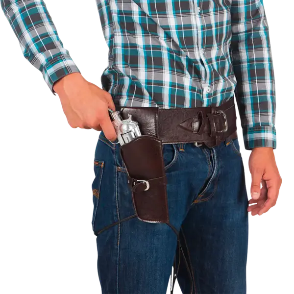 Cintura da cowboy nera con fondina e portacartucce – 114 cm