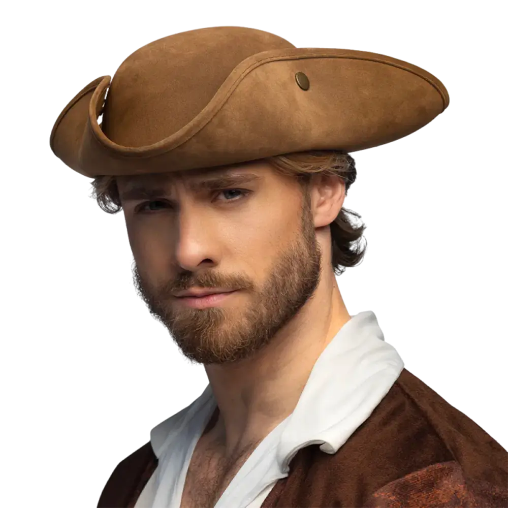 Cappello tricorno pirata Charles effetto pelle – 58 cm