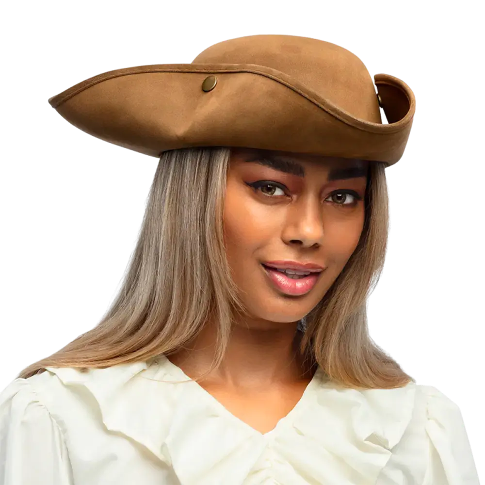 Cappello tricorno pirata Charles effetto pelle – 58 cm