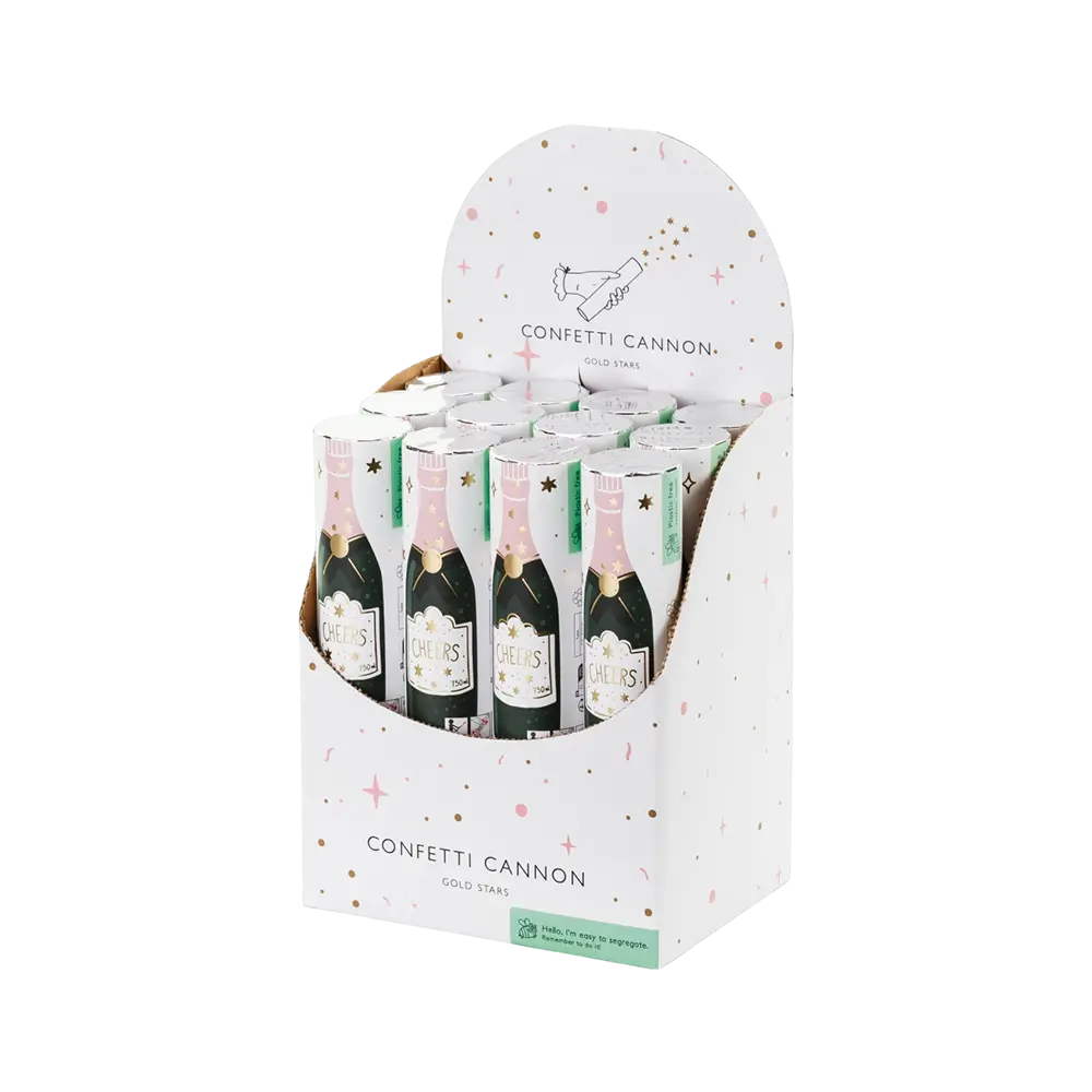 Cannone spara coriandoli – Stelle dorate biodegradabili – 20 cm