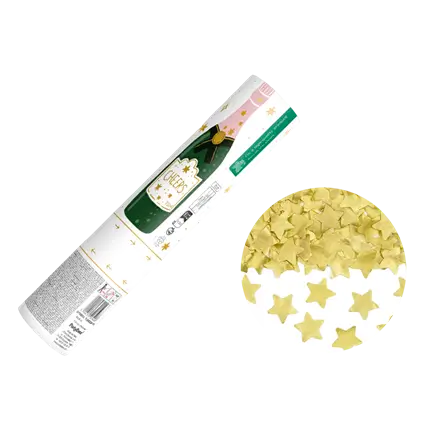 Cannone spara coriandoli – Stelle dorate biodegradabili – 20 cm