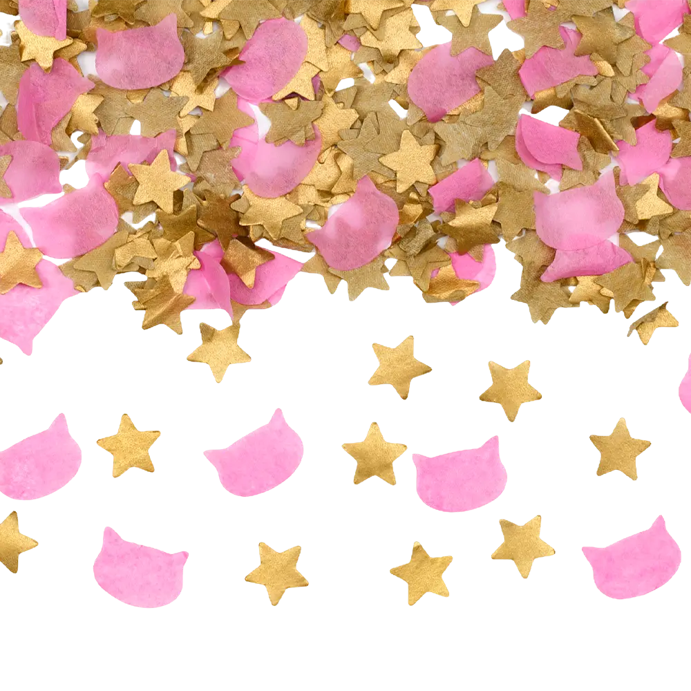 Cannone spara coriandoli - Stelle e gatti - 20 cm