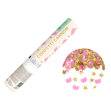 Cannone spara coriandoli - Stelle e gatti - 20 cm