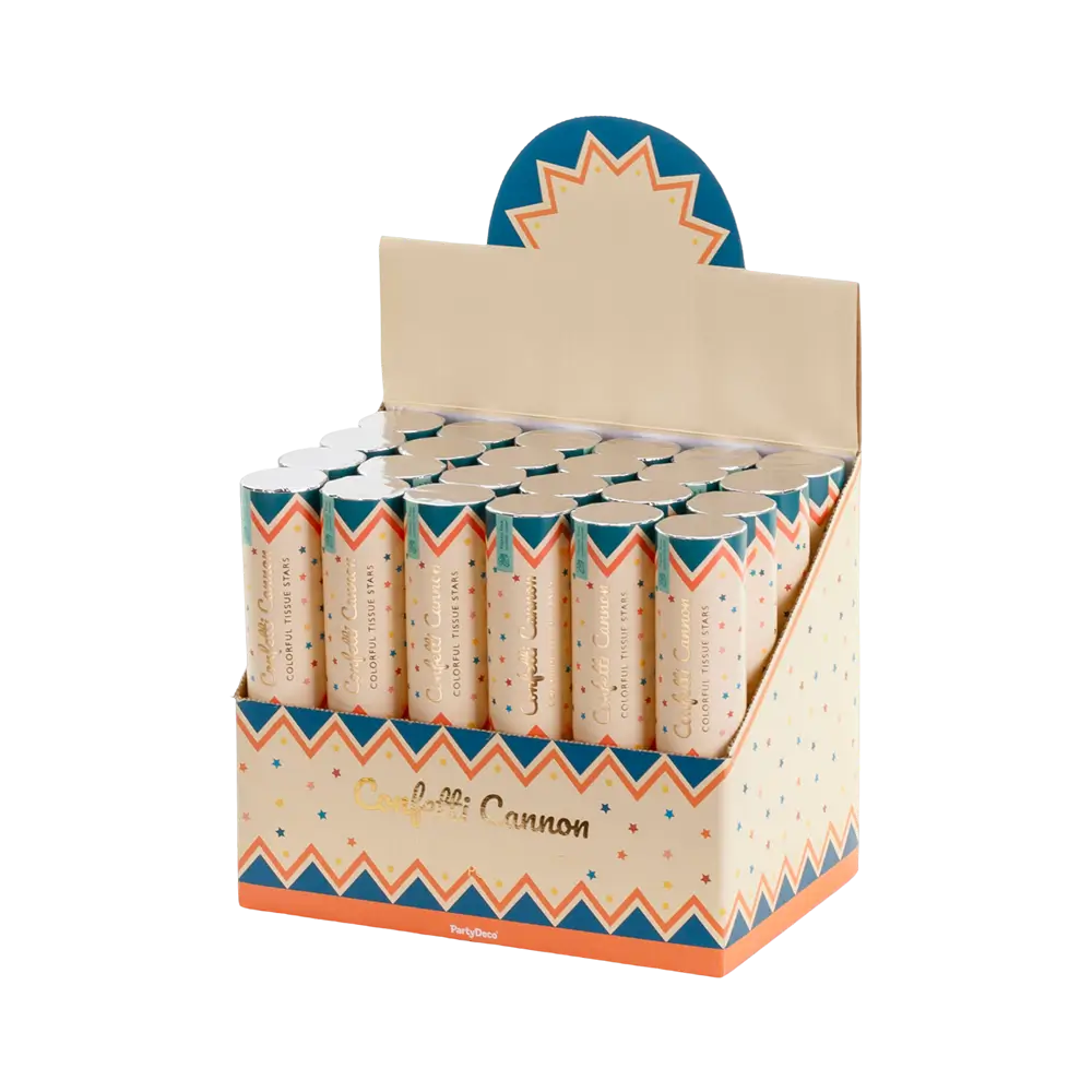 Cannone spara coriandoli - Stelle multicolori - 20 cm