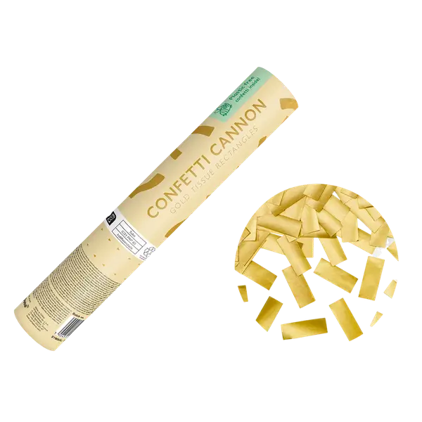 Cannone spara coriandoli - Oro metallizzato biodegradabile - 20 cm
