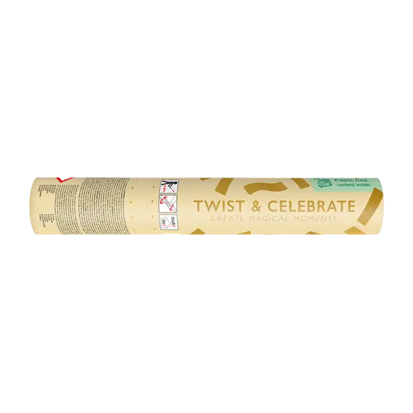 Cannone spara coriandoli - Oro metallizzato biodegradabile - 20 cm