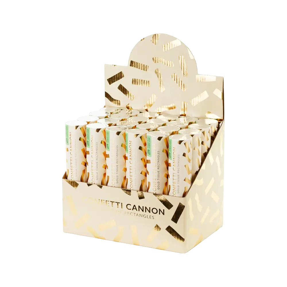 Cannone spara coriandoli - Oro metallizzato biodegradabile - 20 cm