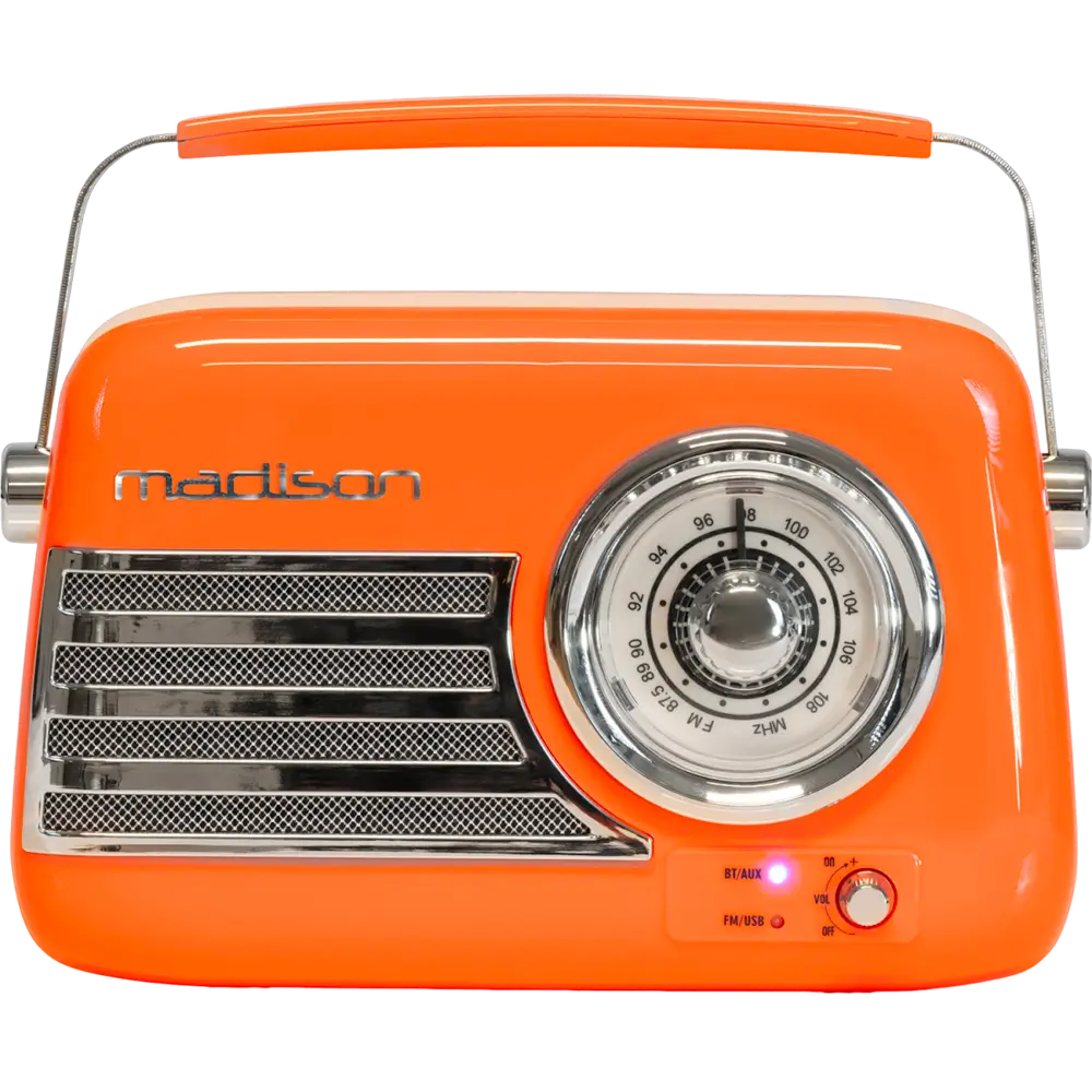 Radio vintage indipendente con Bluetooth USB e FM 30W Arancione