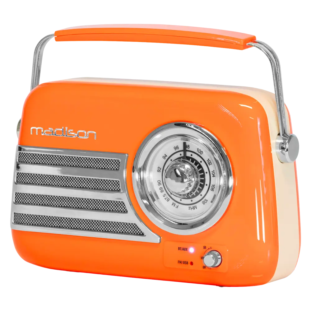 Radio vintage indipendente con Bluetooth USB e FM 30W Arancione
