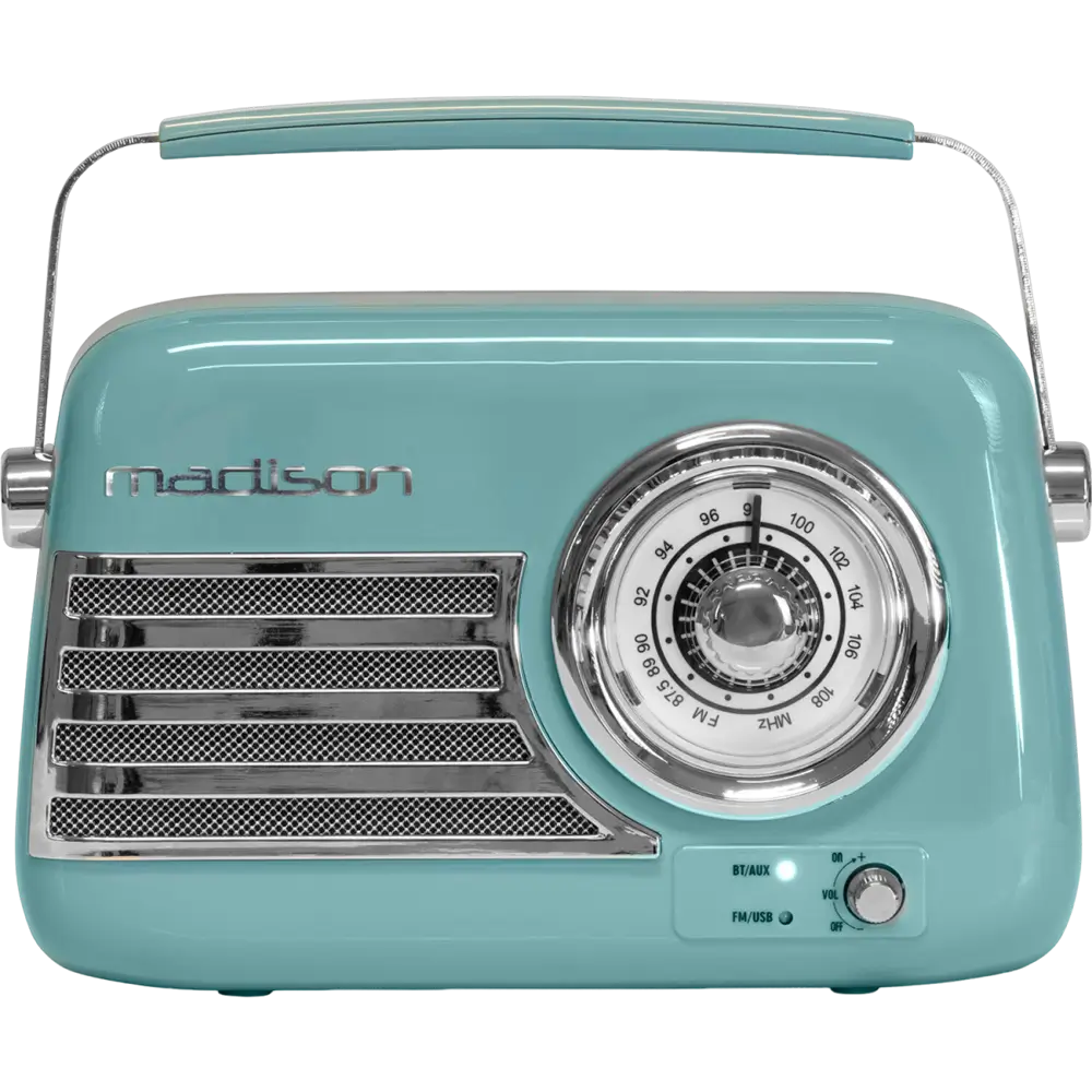 Radio d'epoca indipendente con Bluetooth USB e FM 30W Blu