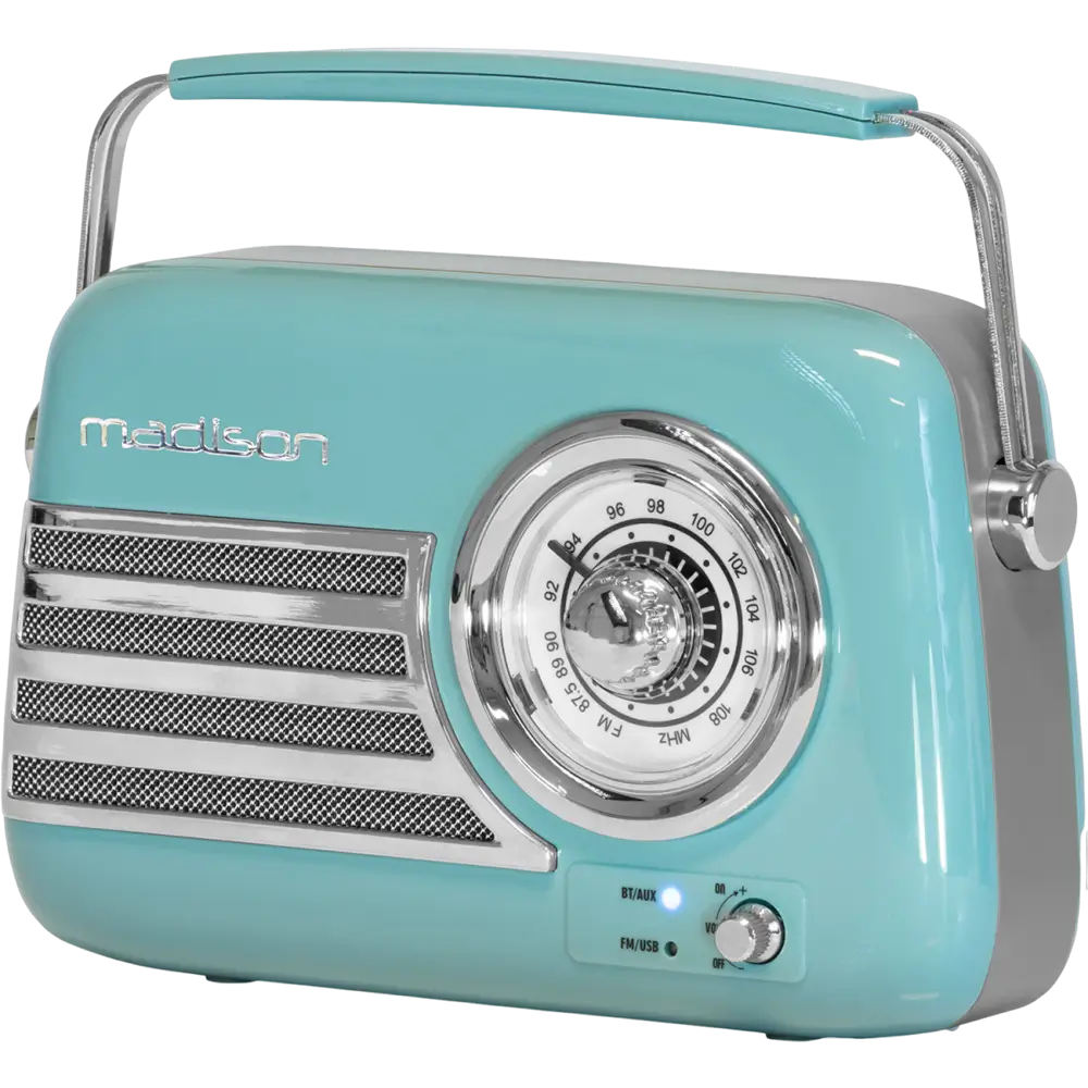 Radio d'epoca indipendente con Bluetooth USB e FM 30W Blu