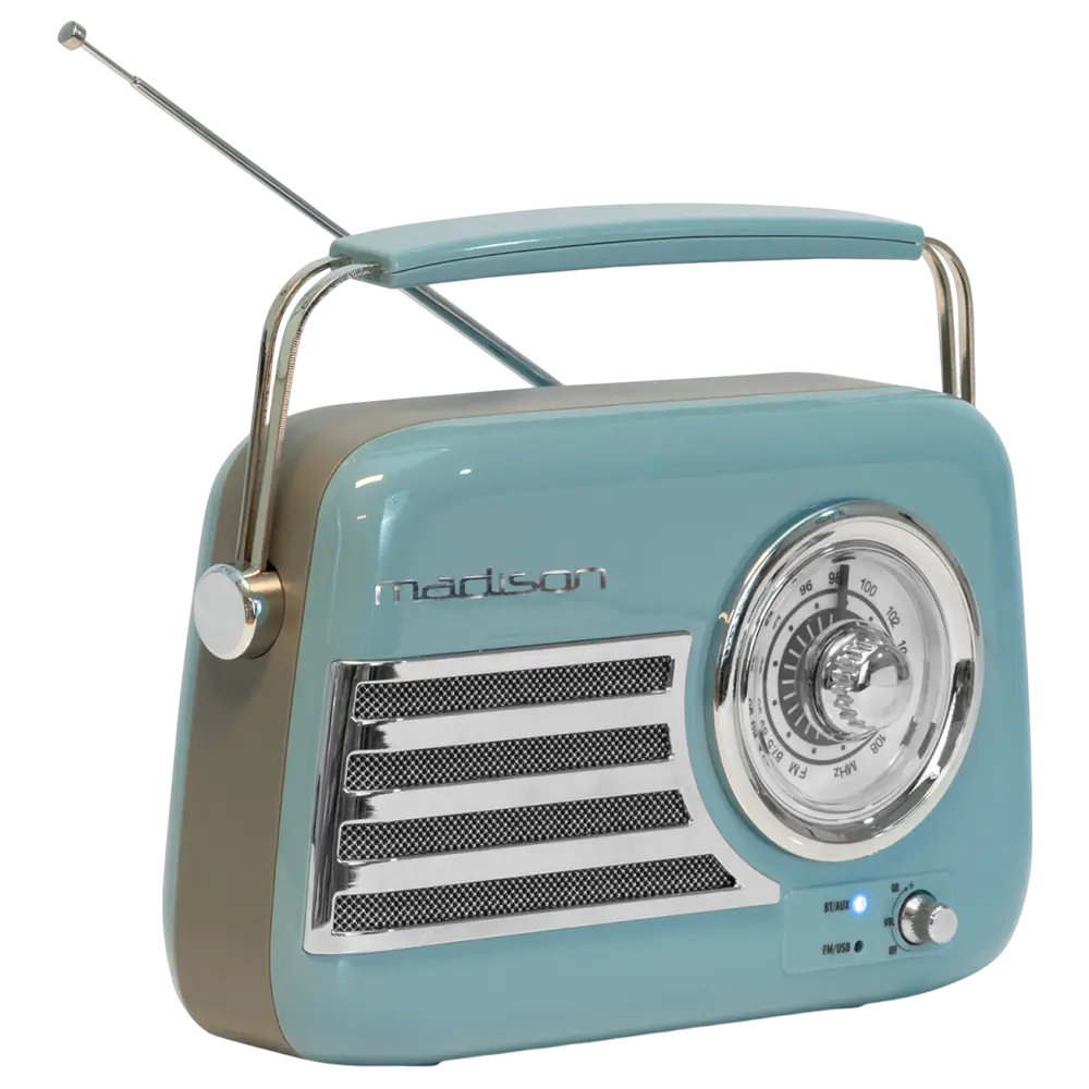 Radio d'epoca indipendente con Bluetooth USB e FM 30W Blu