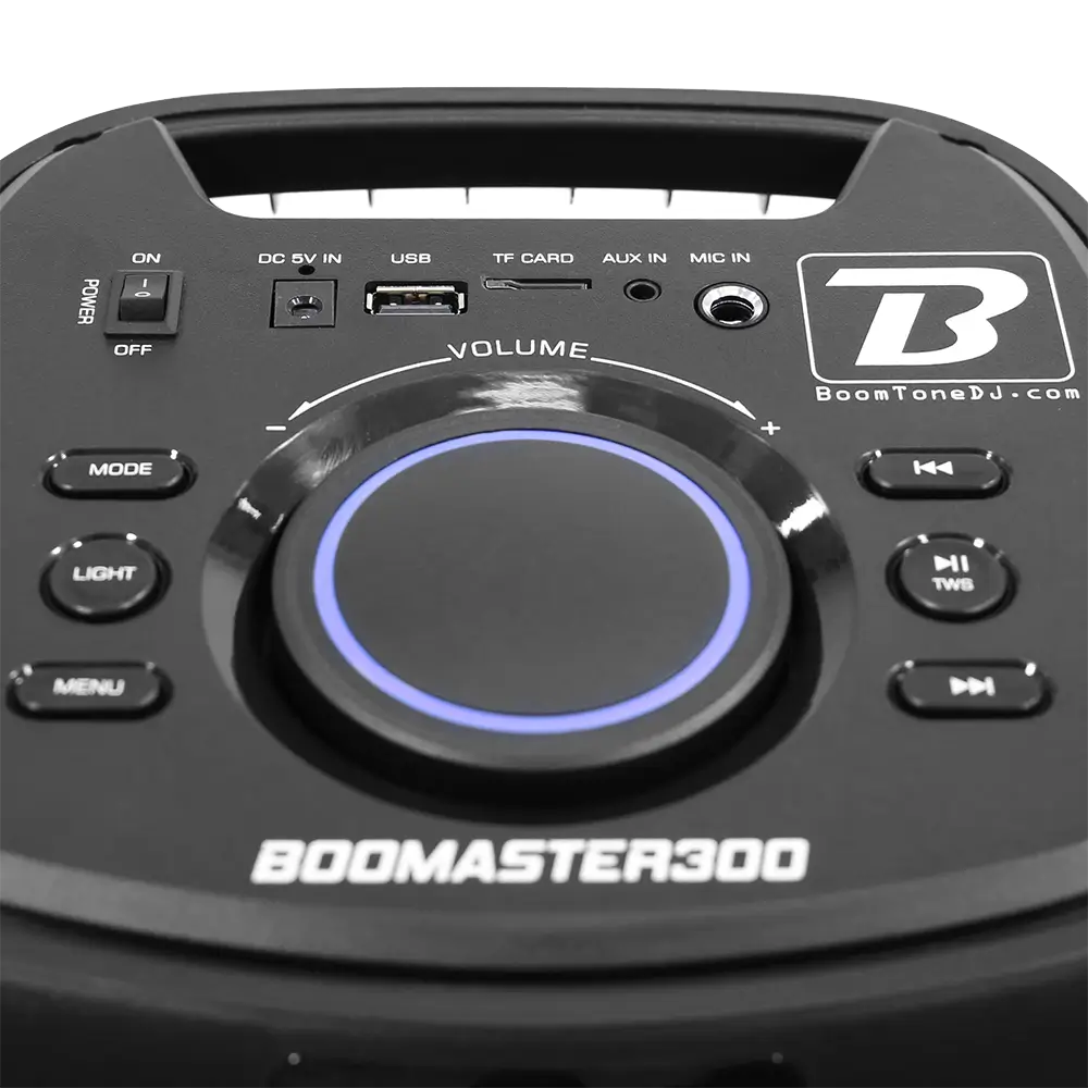 Altoparlante portatile a batteria BOOMaster 300' - 250W con Bluetooth, LED