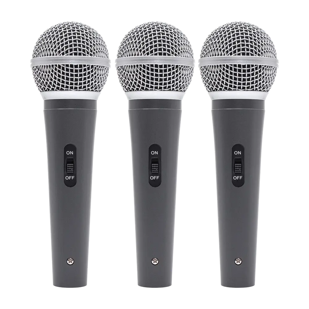 Microfono dinamico "MIC 300" Mac Mah – Confezione da 3 microfoni cablati con valigetta, clip, supercardioide, XLR
