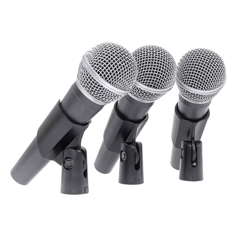 Microfono dinamico "MIC 300" Mac Mah – Confezione da 3 microfoni cablati con valigetta, clip, supercardioide, XLR