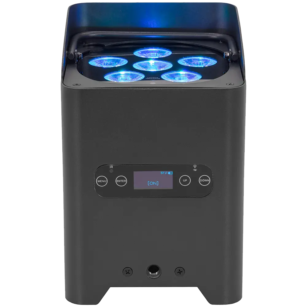 Proiettori LED "IZY Glow Set" Mac Mah – 6×15W RGBWA-UV, DMX wireless, ricaricabili